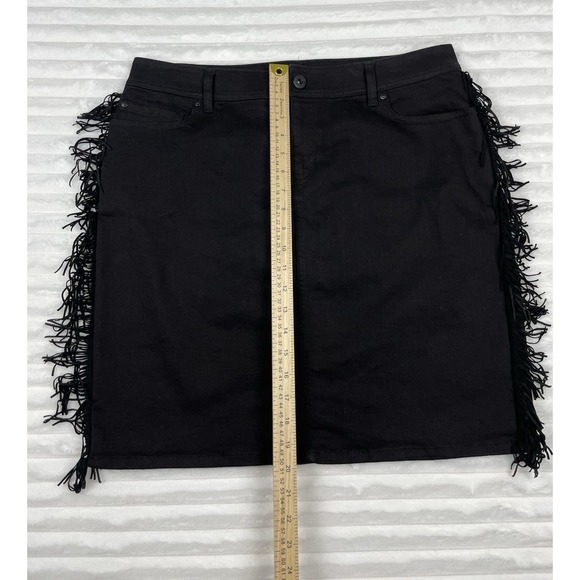 Western Wear INC Women's Fringe-Trim Denim Black Skirt Size 14 - Picture 3 of 9